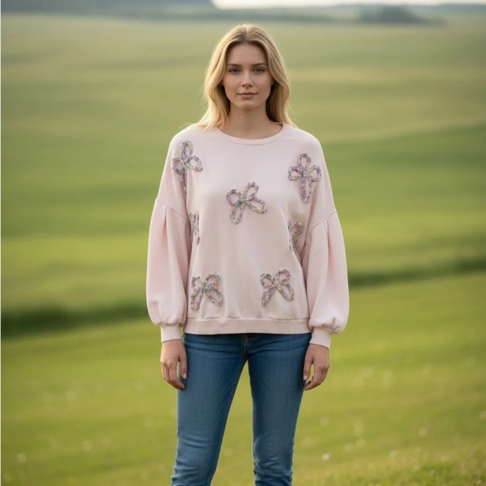 House of Halle Pink Sweatshirt, Size Med, NWOT